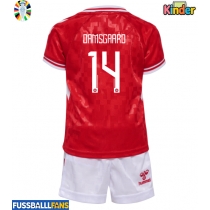 Dänemark Mikkel Damsgaard #14 Heimtrikotsatz Kinder EM 2024 Kurzarm (+ Kurze Hosen)